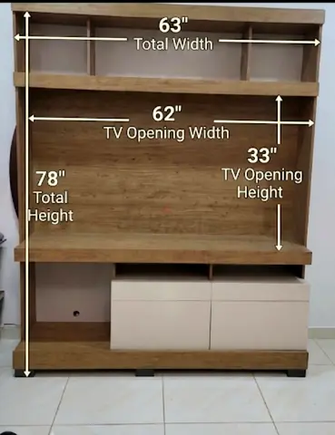 New Wooden TV Cosole unit with off white  Cabinets  AED 200 only _ Must Go Today