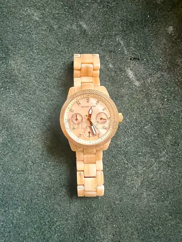 Michael Kors women's ceramic-look analog watch, rose gold tone