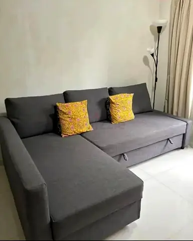 Grey L-shaped Sofa with Chaise - Good Condition