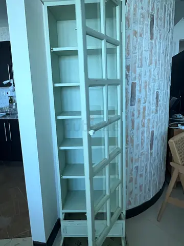 White Glass Door Wall Cabinet with Shelves