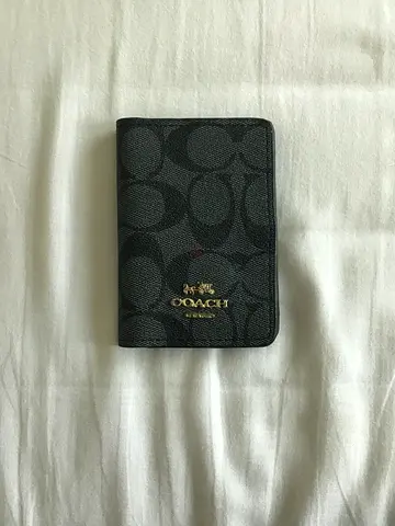 Coach Passport Case in Signature Canvas (Color: Charcoal / Black).