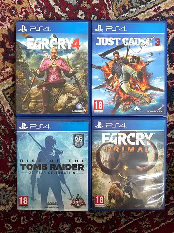 Bundle of 4 PS4/PS5Games: Just Cause 3, Far Cry 3 & 4, Tomb Raider