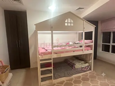 Bunker bed /White kids house loft bed - sturdy wooden single bed with ladder