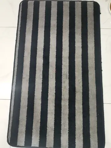 Grey and Black Striped Rectangular Rug - Good Condition