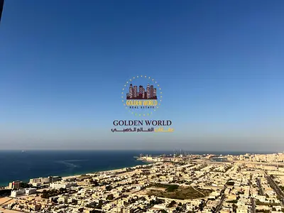 For Rent in Al Khan: 2-bedroom apartment with 2 master bedrooms, balcony, maid’s room, 3 bathrooms, stunning open view, parking, swimming pool, footba