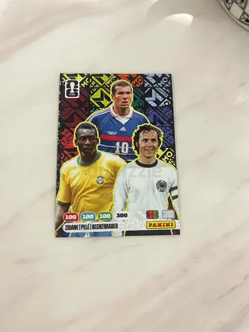 An ultra rare zidane pele and beckenbauer world cup card