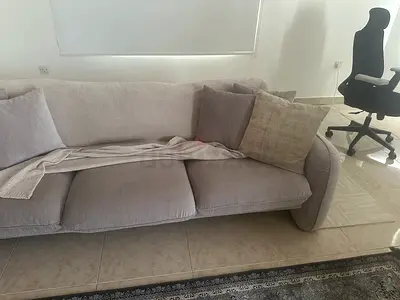 Set of two Light grey 3-seater fabric sofa with cushions - good condition