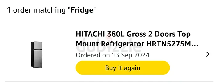 Hitachi 380L Top Mount Refrigerator HRTN5275M - Good Working Condition