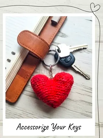 Handmade Red Crocheted Heart Keychain