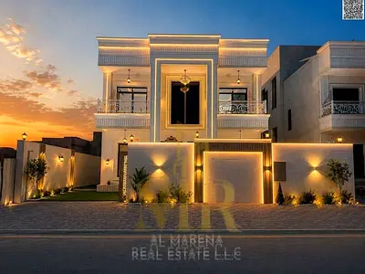 فيلا للبيع تصميم كلاسيك ارضي واول ورووف تكييف مركزي بسعر شامل رسوم التسجيل والتمليك على شارع الشيخ محمد بن زايد مباشره