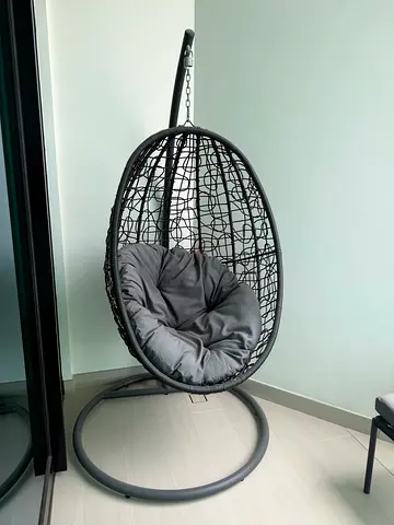 Hanging Egg Chair + Ottoman Set — Used 1 Year, Excellent Condition