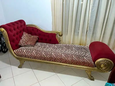 Ornate Silver-Gilded Accent Chair with Velvet Seat