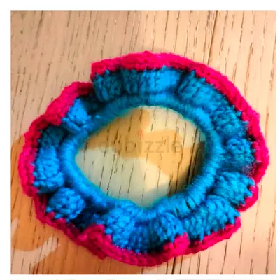 Handmade Crocheted Hair Scrunchie – Blue & Pink