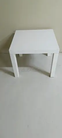 Simple white square side table - sturdy and compact