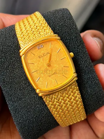 1980s Elgin Quartz | Swiss Movement | Diamond Accent | Gold Mesh Man’s Vintage Watch