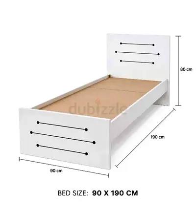 Single Bed Frame 90x190 cm - White Wooden Bed with Headboard