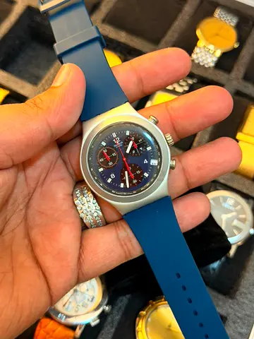 Swatch Chronograph Blue Strap Men’s Watch – Stylish Swiss Design