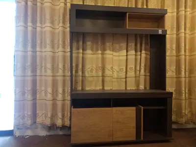 Wooden TV Entertainment Unit with Shelves and Cabinets