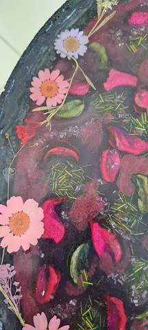 Handmade Resin Decorative Tray with Dried Flowers