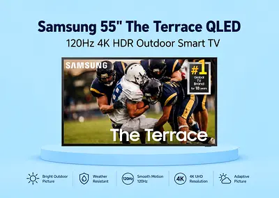 Samsung 55 Inch LST7T The Terrace QLED 120Hz 4K HDR Outdoor Smart TV