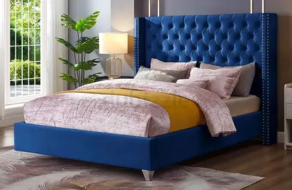 The Upholstered King Bed with Tufted Headboard and Nailhead Trim