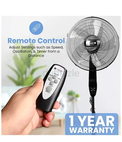 CAROSKI 16” Stand Fan 55W – Remote Control – 3 Speeds – Urgent Sale