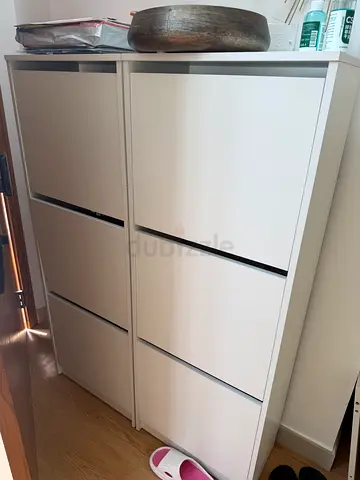 IKEA Modern White Multi-Compartment Shoe Cabinet