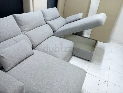 ESKLISTUNA Grey L-Shaped Sectional Sofa with Integrated Storage
