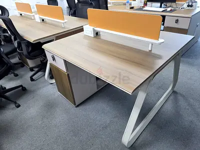 Modern 2-Seater Office Workstation Desk with Storage and Divider - Good Condition