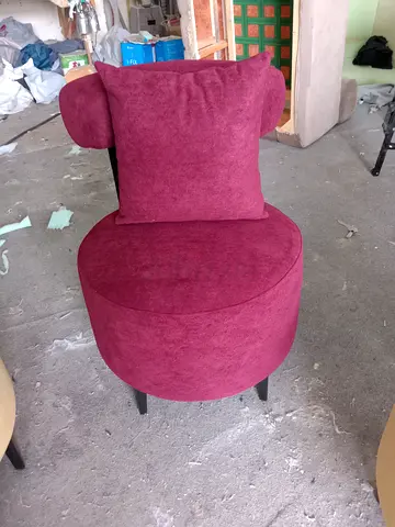 Compact Burgundy Accent Chair with Cushion