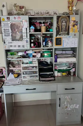 Large custom made study table with storage
