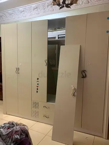 Large Cream Wardrobe with Decorative Handles