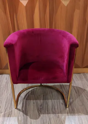Dinning Table Chairs Plum Velvet Accent with Gold Frame
