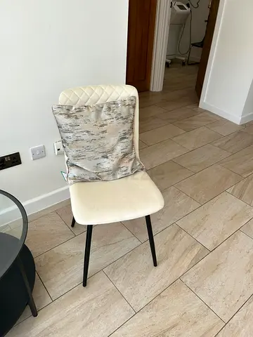 Modern cream dining chairs (pair of two) without cushions - excellent condition