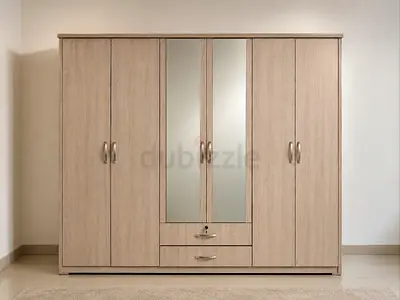 Large 6 Door Wooden Wardrobe with Mirrors