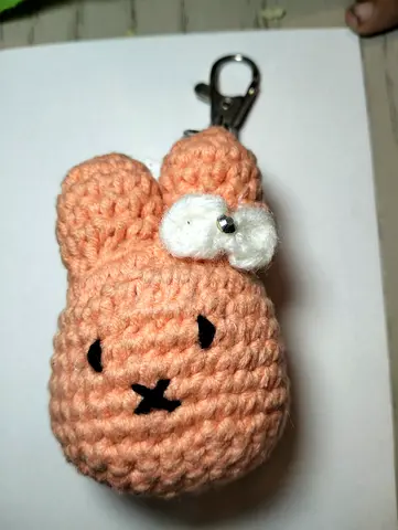Crocheted bunny keychain