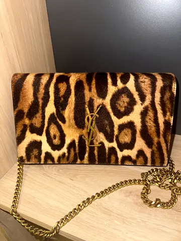 YSL leopard bag in real calf hair