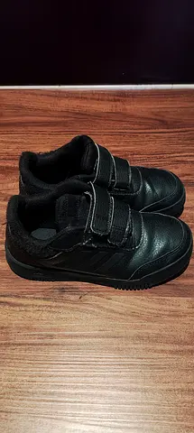 Adidas Black kids school shoes with velcro straps - gently used
