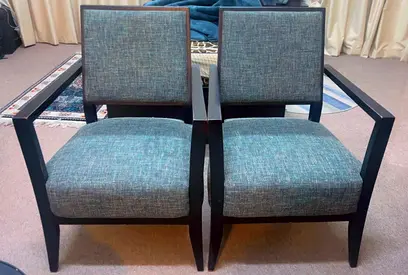 Single upholstered armchair with wooden frame - good condition