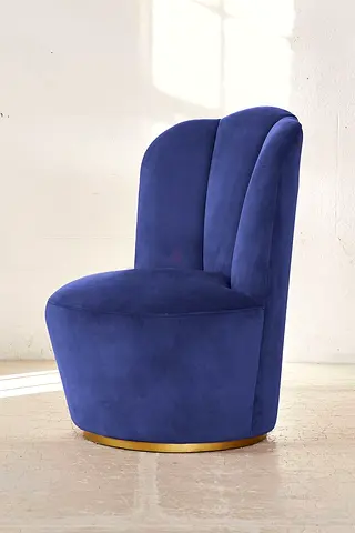 Blue Velvet Swivel Accent Chair - Compact Lounge Chair