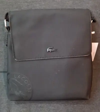 Lacoste black crossbody shoulder bag — compact sling bag
