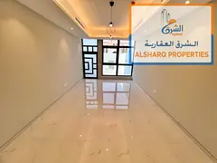 Brand-new villa, first tenant, available for annual rent in Hoshi, Sharjah. The villa features high-