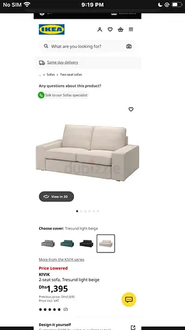 IKEA kivik 2 seater Biege sofa