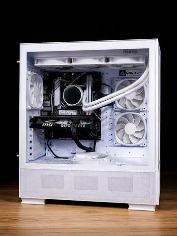White high-end gaming/creator desktop PC with RTX GPU (assembled)