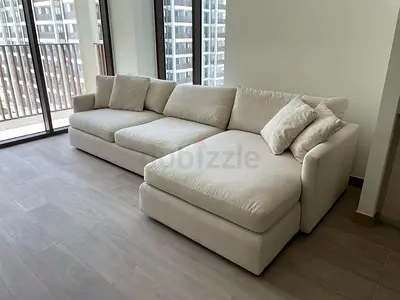 Almost New Crate And Barrel Lounge Deep L Shape Sofa Feather Filled
