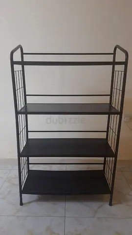 black metal 4-tier storage rack
