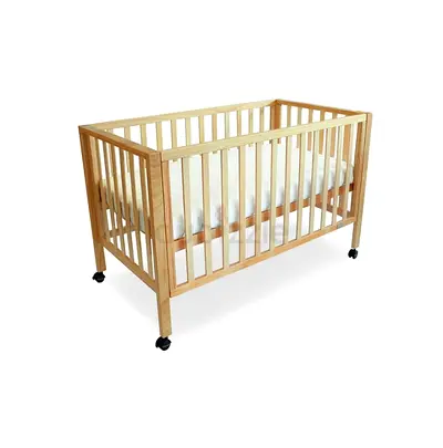Wooden Baby Crib with Mattress - Light Oak, Good Condition