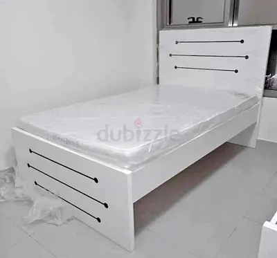 New Double white wooden bed frame with mattress