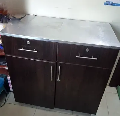 Lockable Cabinet with Heat Resistant Aluminium sheet top for gas stove use in Kitchen