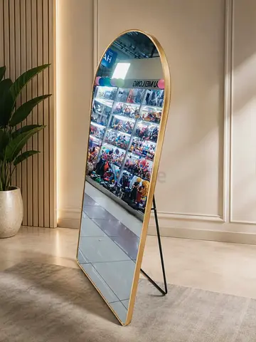 Full-Length Freestanding Arch Mirror with Gold Frame